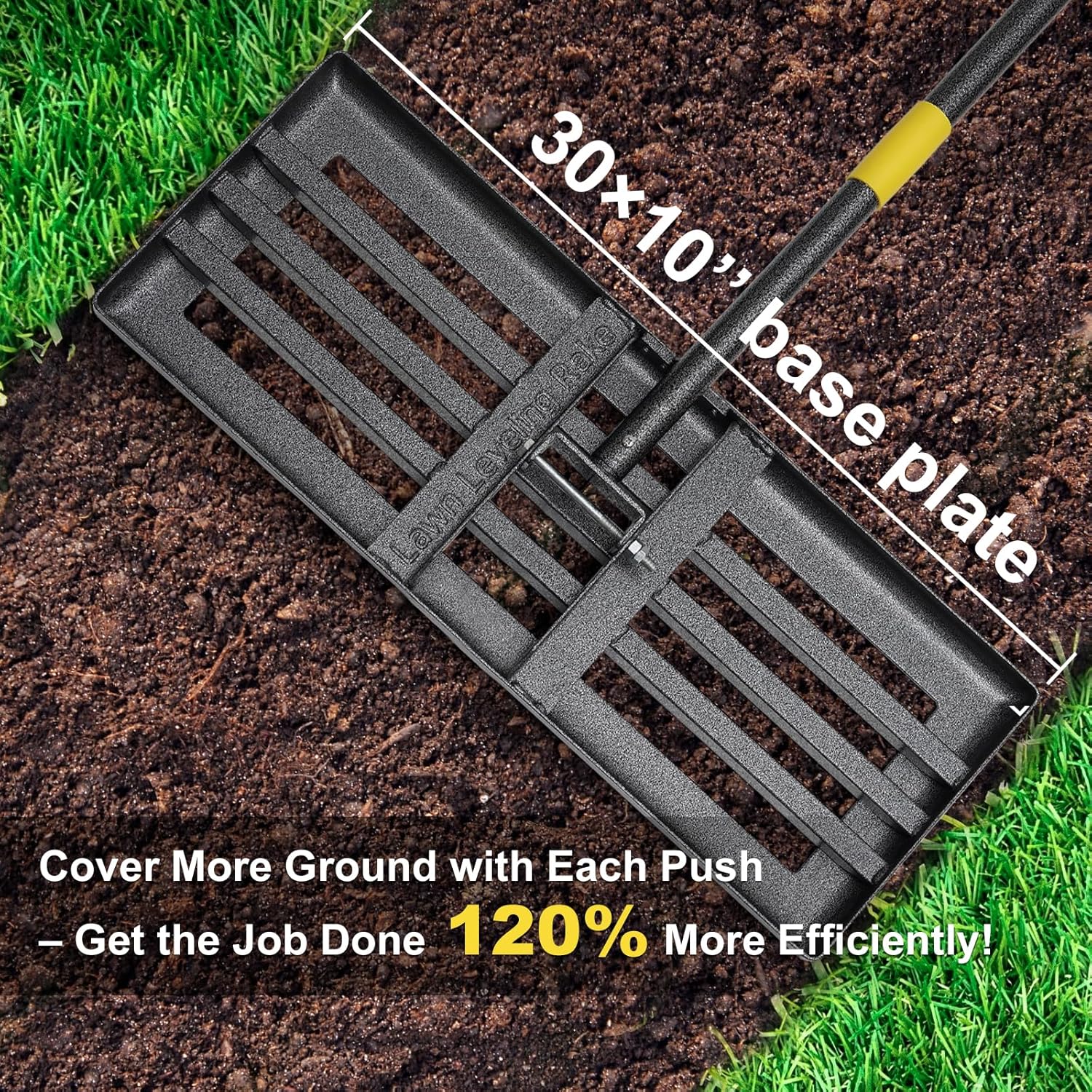 Lawn Leveling Rake, Heavy Duty Ground Leveler with Adjustable Handle for Yard Garden, Soil Sand Spreading Dirt Top Dressing, Lawn Level Tool