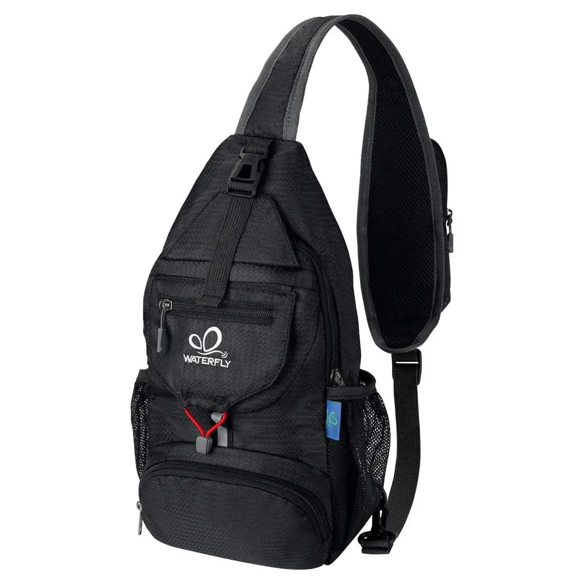 WATERFLY Packable Portable Lightweight Sling Backpack, Nylon Crossbody Zipper Carrier, Multifunctional Chest Bag for Men Hiking Travel, Nylon Crossbody Bag