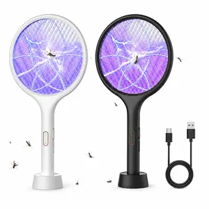 ZEEEGY Electric Fly Swatter Bug Zapper Racket - 2-in-1 1500mAh Battery, Purple UV Light, Safe Mesh Protection, Indoor Home, Backyard Camping, Indoor Bug Zapper, Mosquito Swatter, Electric Mosquito Racket 4000V Rechargeable