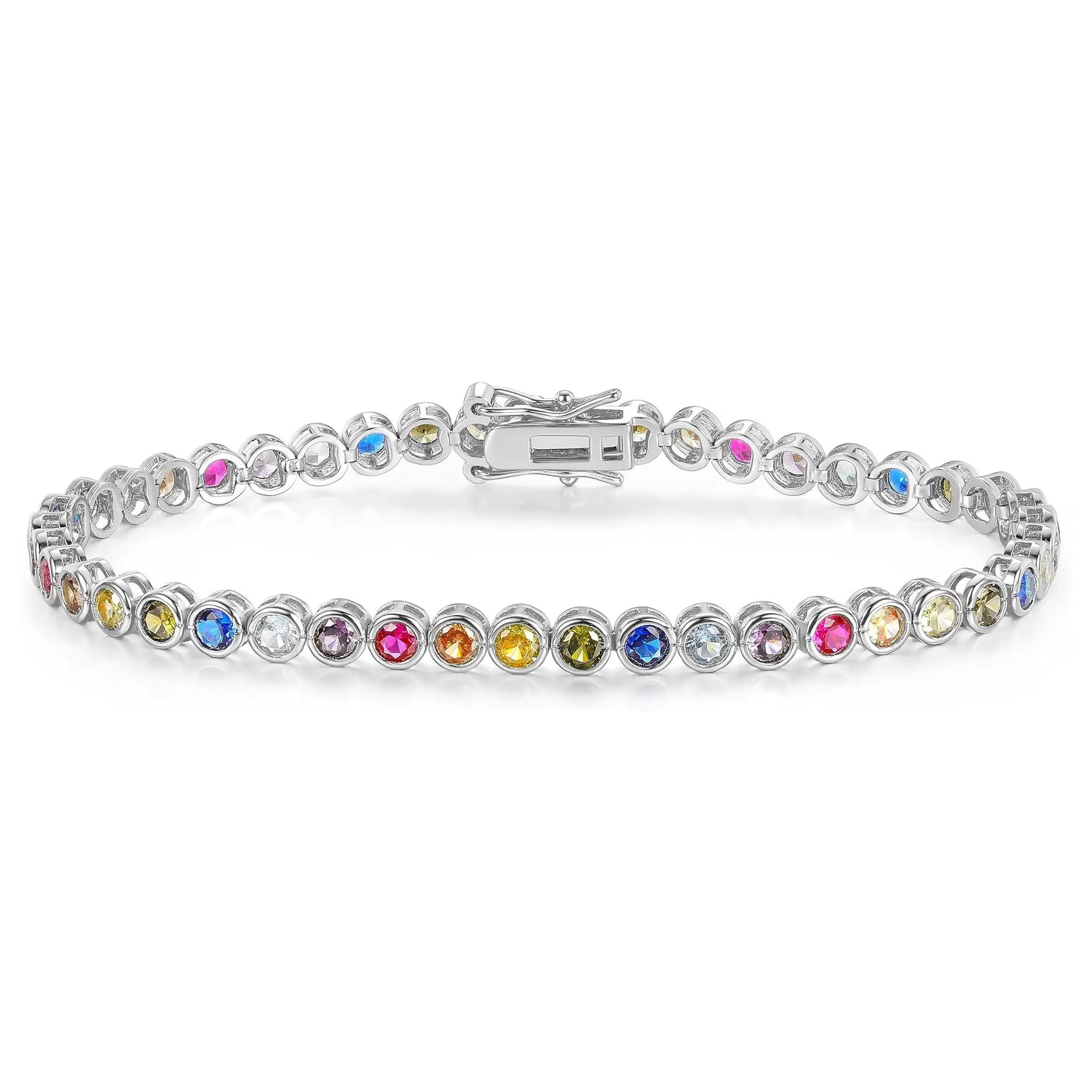 GEMSME Unisex 3MM Bezel Setting Round Cut CZ Tennis Bracelet Waterproof Cubic Zirconia Classic Birthday Engagement Gift Valentines Day ATS62202