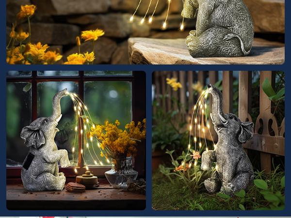 【Spotlight Day】GIGALUMI Statue Garden Decor Elephant/Turtle/Squirrel/Dragon/Dinosaur/Angel/Bunny Figurine Solar Powered LED Lights, Solar Light Outdoor, garden accessories, backyard lights,  Birthday Gifts, Decor for Garden, Patio, Yard