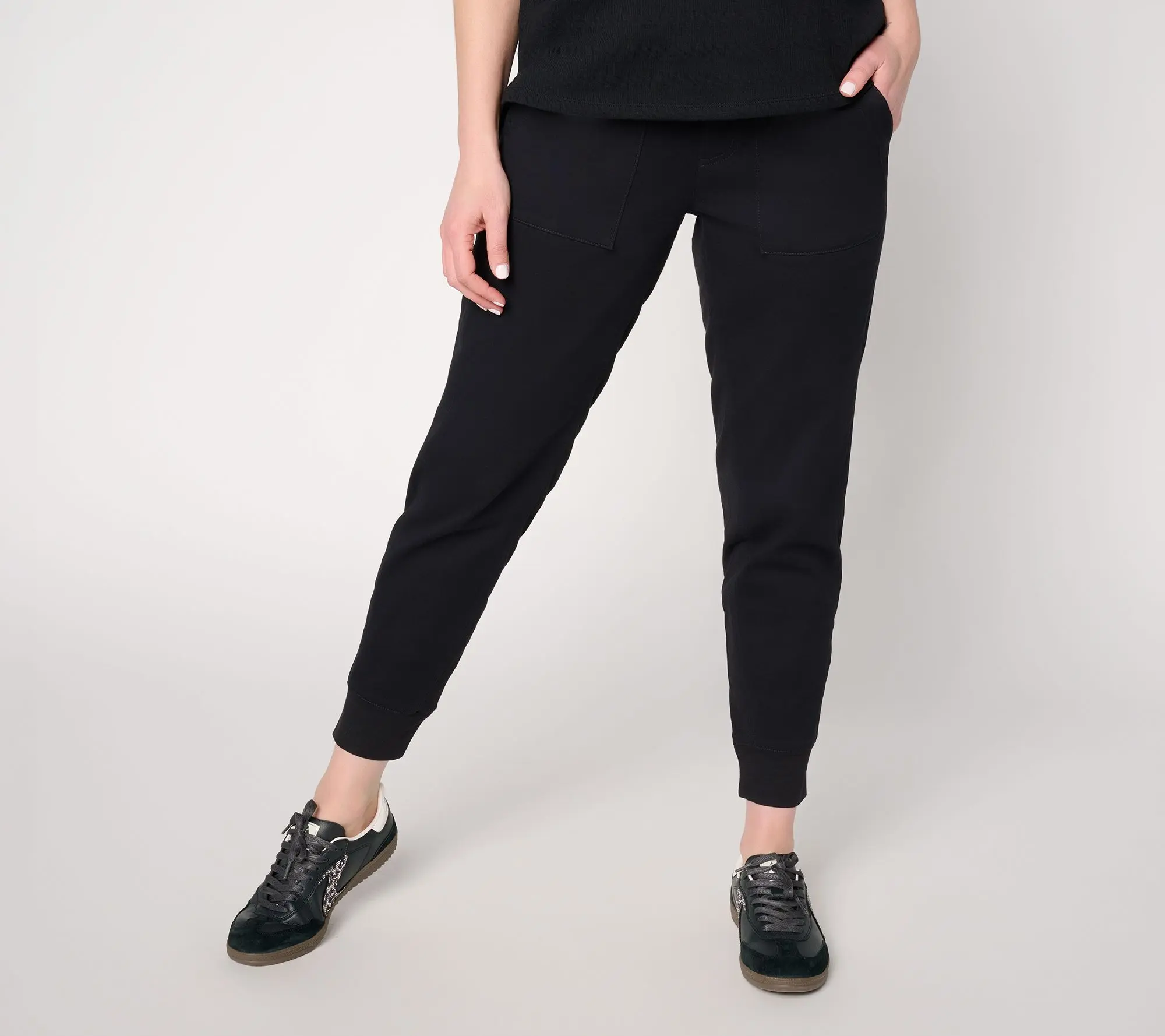AnyBody Petite Cozy Knit French Terry & Woven Jogger