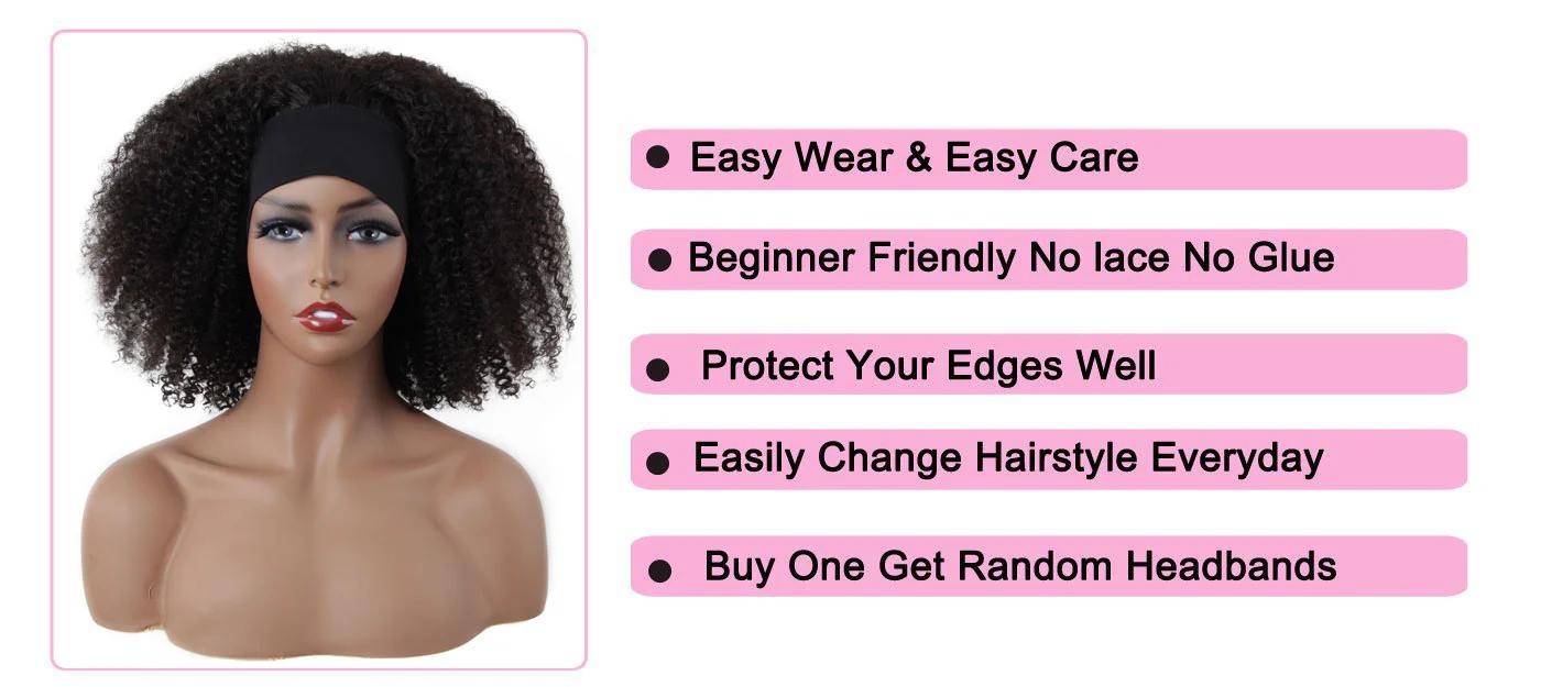 [Clearance Sale] Reshine Hair Afro Curly Headband Wigs Natural Looking 100% Human Hair Wigs For Beginners Easy To Go Headband Wig #dealsforyoudays