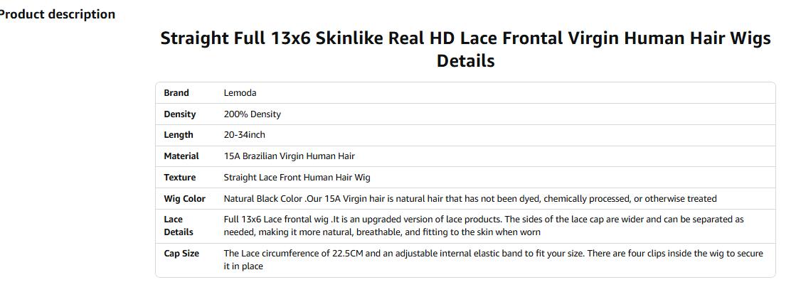 [Limited Stock]Lemoda 13x6 SKINLIKE Real HD Lace Wigs 200% Density Straight 13x4 Full Lace Frontal Wigs 15A Brazilian Straight Virgin Human Hair Lace Front Wig Invisible 0.1mm Ultra-thin Frayed Ends Tiny Knots