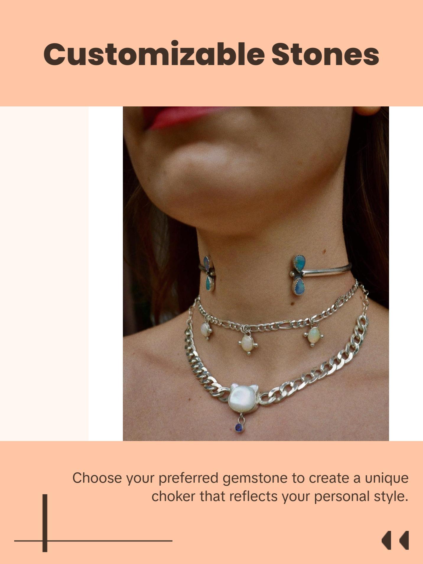 bespoke sterling silver gemstone cuff choker