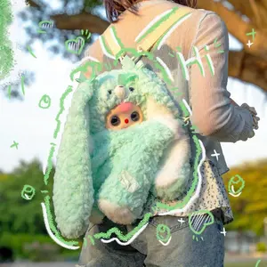 Baby Three Hug Baby Backpack, Purple Bear Plush Doll Crossbody Bag, Kids Outdoor Portable Shoulder Bag, Girls Birthday Gift Kindergarten Schoolbag, Viral Soothing Toy Bag with Anti-Lost Design, Safe Skin-Friendly Large Capacity