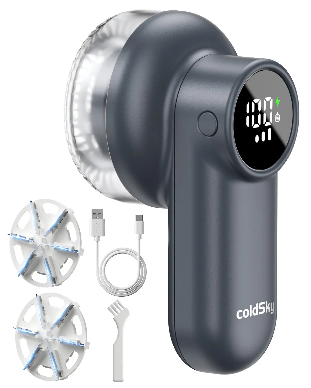COLDSKY Rechargeable Fabric Shaver, Lint Shaver with DigitaDisplay, Sweater Shaver with 6-Leaf Blades and Safety Lock3-Speeds Defuzzer Remove Fuzz, Pills from Clothes,Furniture, Sofa, Pink Portable Cleaning