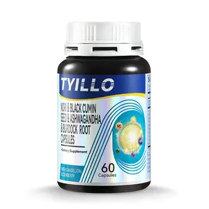 Tyillo Seamoss Black Seed Ashwagandha Burdock Root Capsules with Vitamin C, 15-in-1 Multivitamin Mineral Supplement, Boosts Male Energy, Enhances Immunity, Made in the USA, 60 Pills