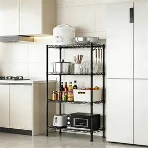 4-Tier Heavy-Duty Metal Storage Rack​ - Adjustable Wire Shelving for Garage, Pantry & Organizing | NSF Certified, Sturdy & Stackable Shelving Unit