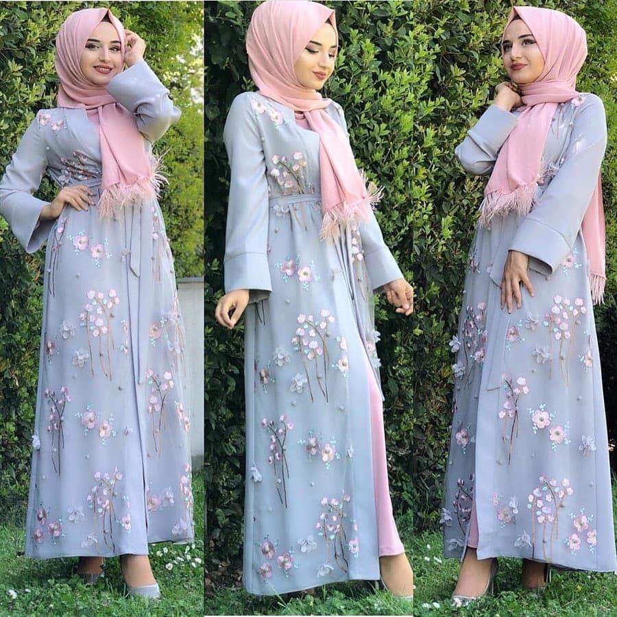 Lovely Floral Open Abaya