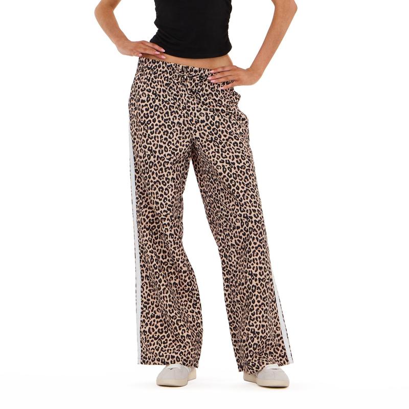 Forever 21 Women's Sporty Nylon Joggers - Low-Waist Ease, Wide-Leg, Side Stripe, Relaxed Drape, Lightweight, Comfy (Sports & Outdoor Clothing), Relaxed Drape, Comfy
