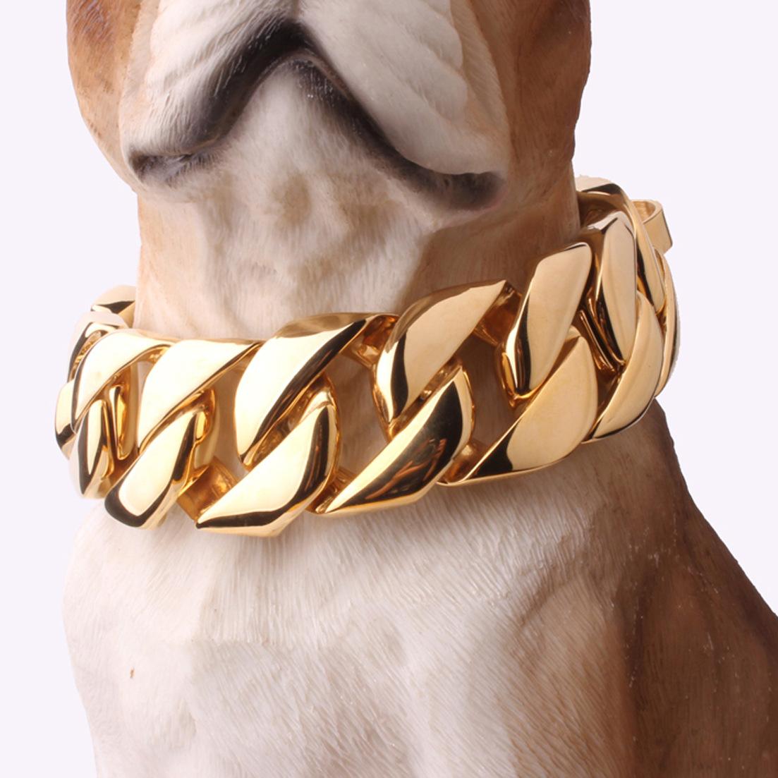 32mm Stainless Steel Dog Collar Dog Necklace Gold Dog Chain Fierce Dog Castro Bully Doberman Bulldog Dog Chain