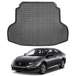 Canvcle Trunk Mat for Honda Civic 2016-2021 All Weather TPE Rear Cargo Liner Eco-Friendly & Scratch-Resistant Black TPE Protector