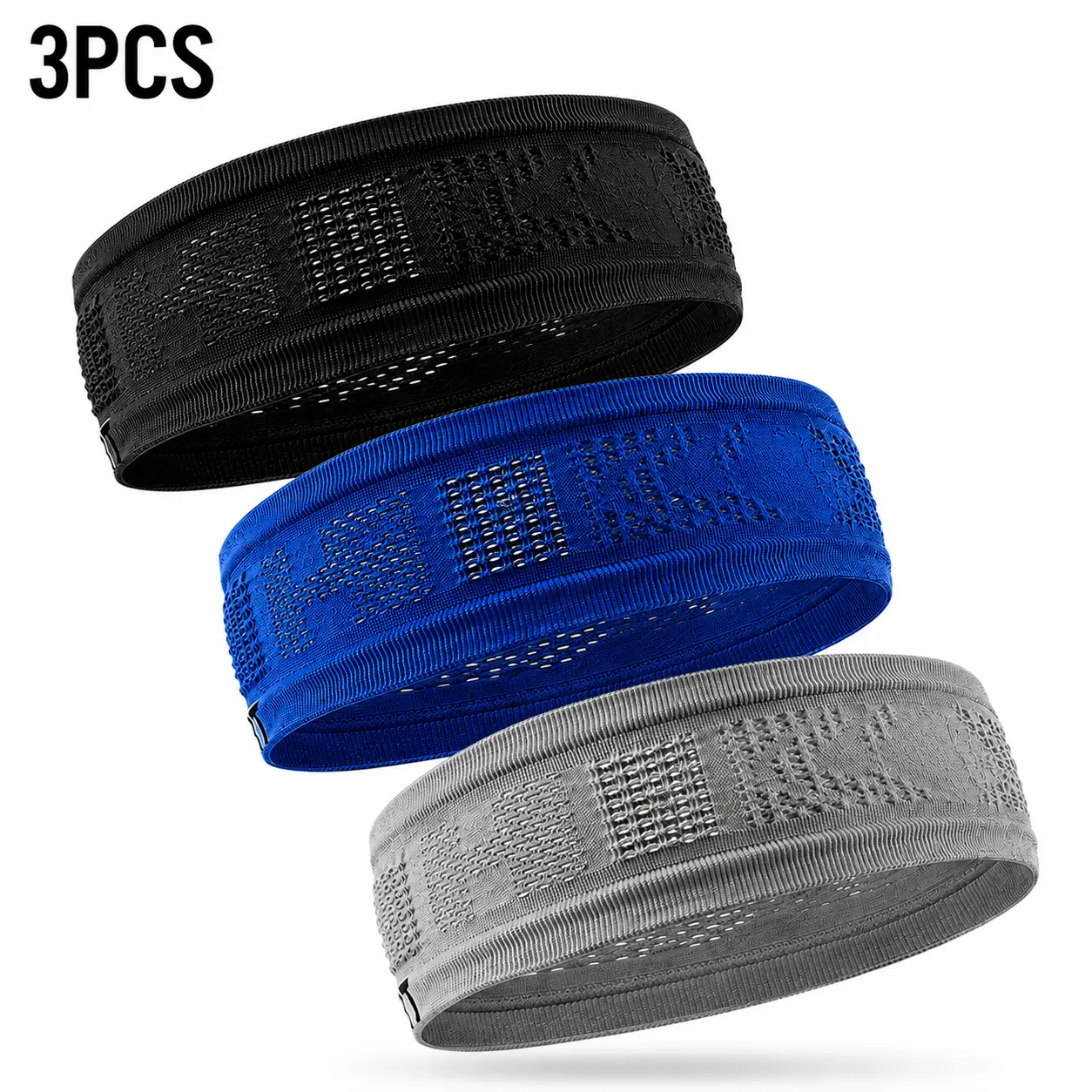 3PCS Breathable Sports Headband, Non-Slip Sweat Band for Workout, Running, Cycling and Outdoor Training