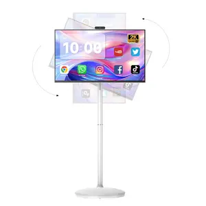 MWE Portable smart Screen ,Portable Monitor with Touch Screen, Android OS(Support Google Store), LCD digital signage Portable TV on Wheels