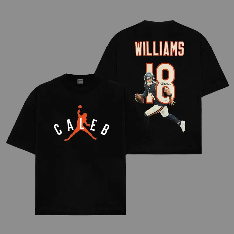 Caleb Williams - Air Caleb#   18 Bears National Hoodie Sweatshirt T-Shirt (Made in USA), Kings Caleb Fan Apparel, Bears Game Day Apparel, Gift for Fans, Football Pattern Hoodie