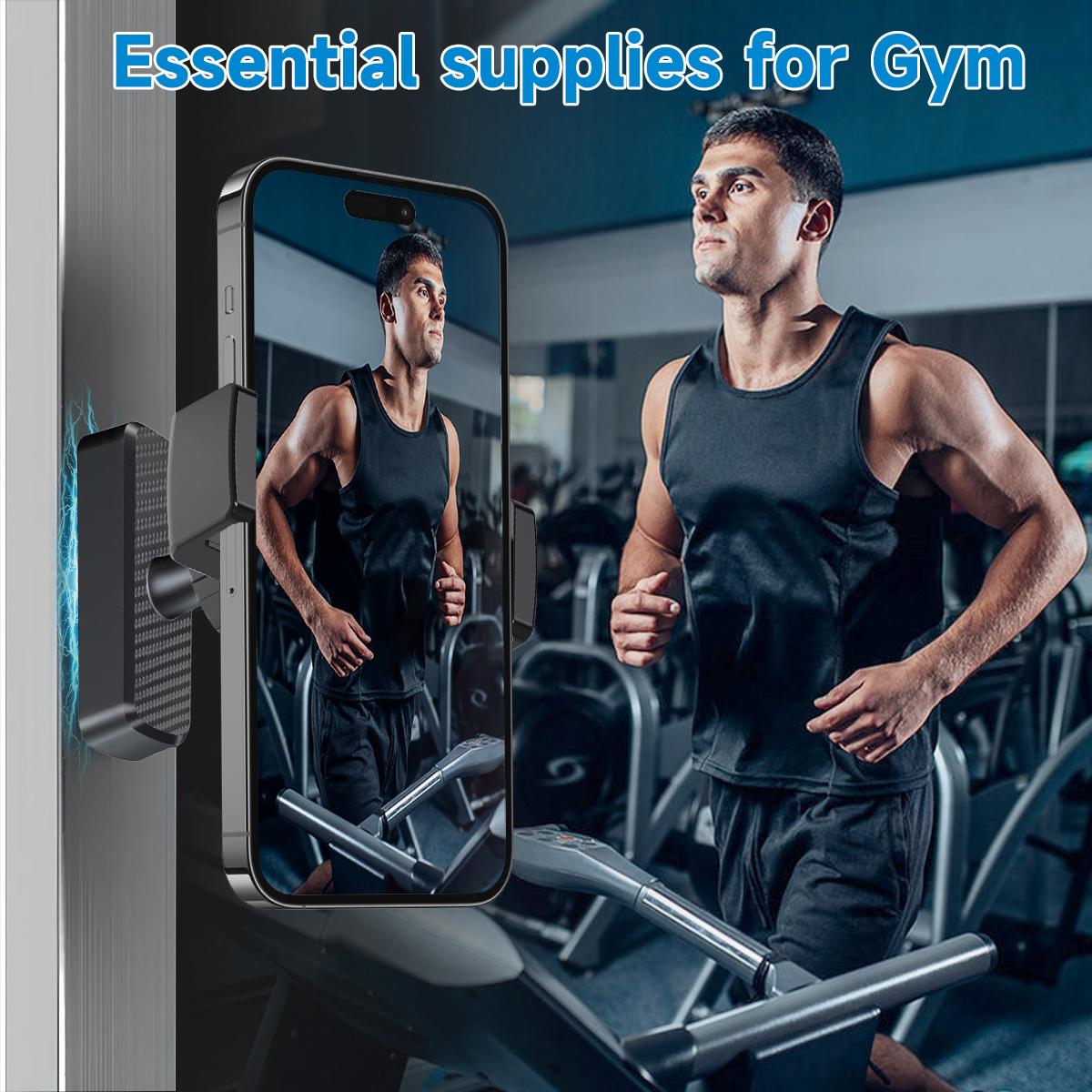 Gym Magnetic Phone Holder 360 Adjustable Magnetic Phone Mount, Phone Holder Gym Accessories for Men Women Compatible with All Smartphones 4.7-7"