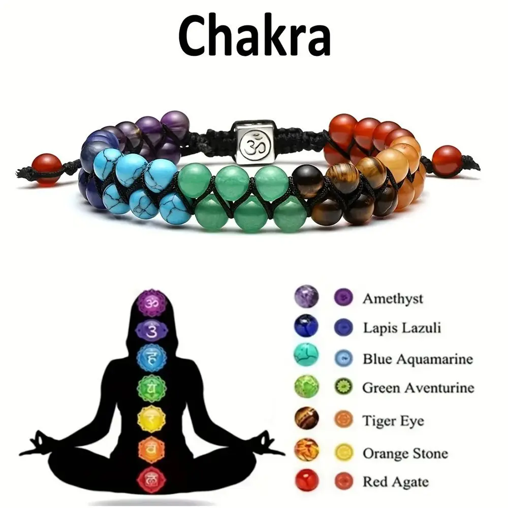 September Laurel  Chakra Stone Beaded Bracelet gifts for women, 7 Chakra Healing Crystal Beaded Bracelet, Handmade Braided Bracelet, Yoga Meditation Anxiety Relief Bracelet, Party Gifts Money bracelets