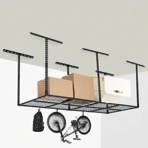 3x8 Ft 600 LBS Capacity  Heavy Duty Garage Ceiling Storage Racks Height Adjustable Overhead Garage Storage Rack Organization - Ceiling Mounted Storage Racks