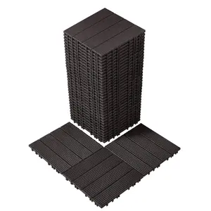 36-Pcs 12"x12" Interlocking Deck Tiles – Dark Brown Waterproof Porch Flooring, DIY Outdoor Patio Pavers