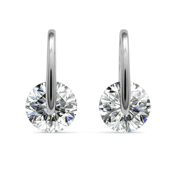 McKayla 18k White Gold Plated Drop Earrings with Simulated Diamond Crystals