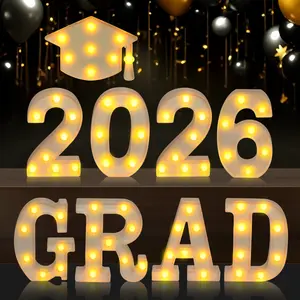 2026 Graduation Decorations, Grad Light Up Letters for 2026 Graduation Party Decorations, Grad 2026 and a Cap 2026, Kindergarten Preschool High School College Wall Table Decor Party Supplies