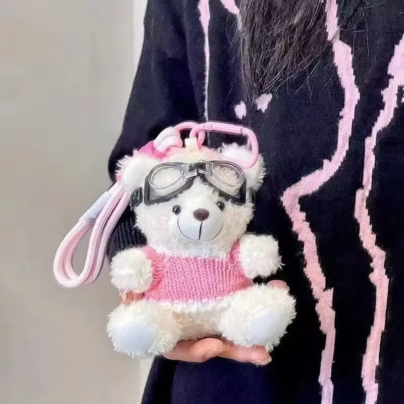 Cute Stuffed Animal Toys Glasses Bear Teddy Bears Keychains Cartoon Mini Plush Teddy Bear Keychain Doll Backpack Charm Wholesale