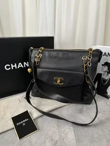 Pre-owned CHANEL Leather Shoulder Bags Coco Mark tote bag in black MR28012026Z542