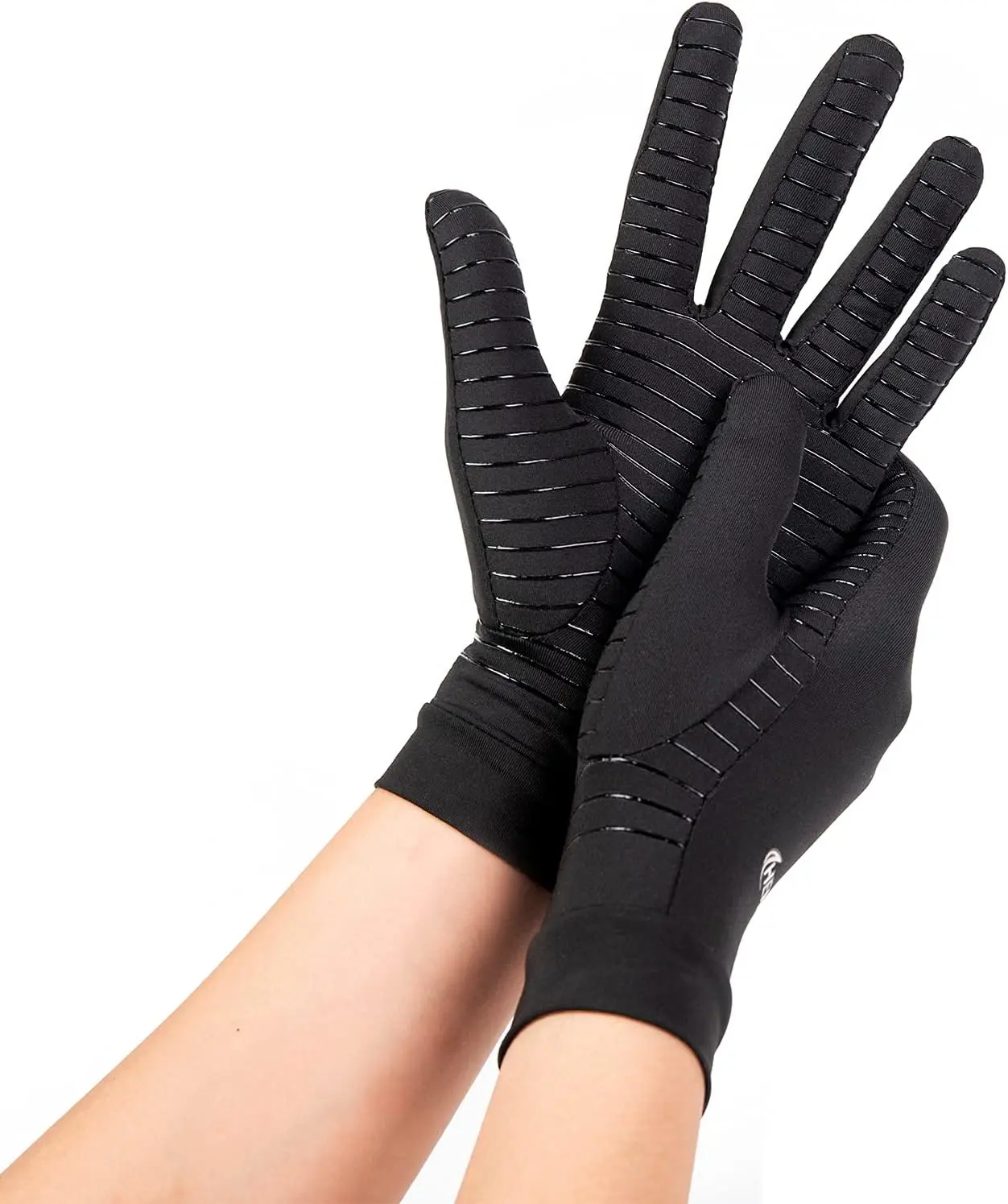 Copper Compression Gloves for Men and Women, Full Finger Sports Fit with Breathable, Moisture-Wicking Fabric for Arthritis Relief, Sporty Sports Gloves