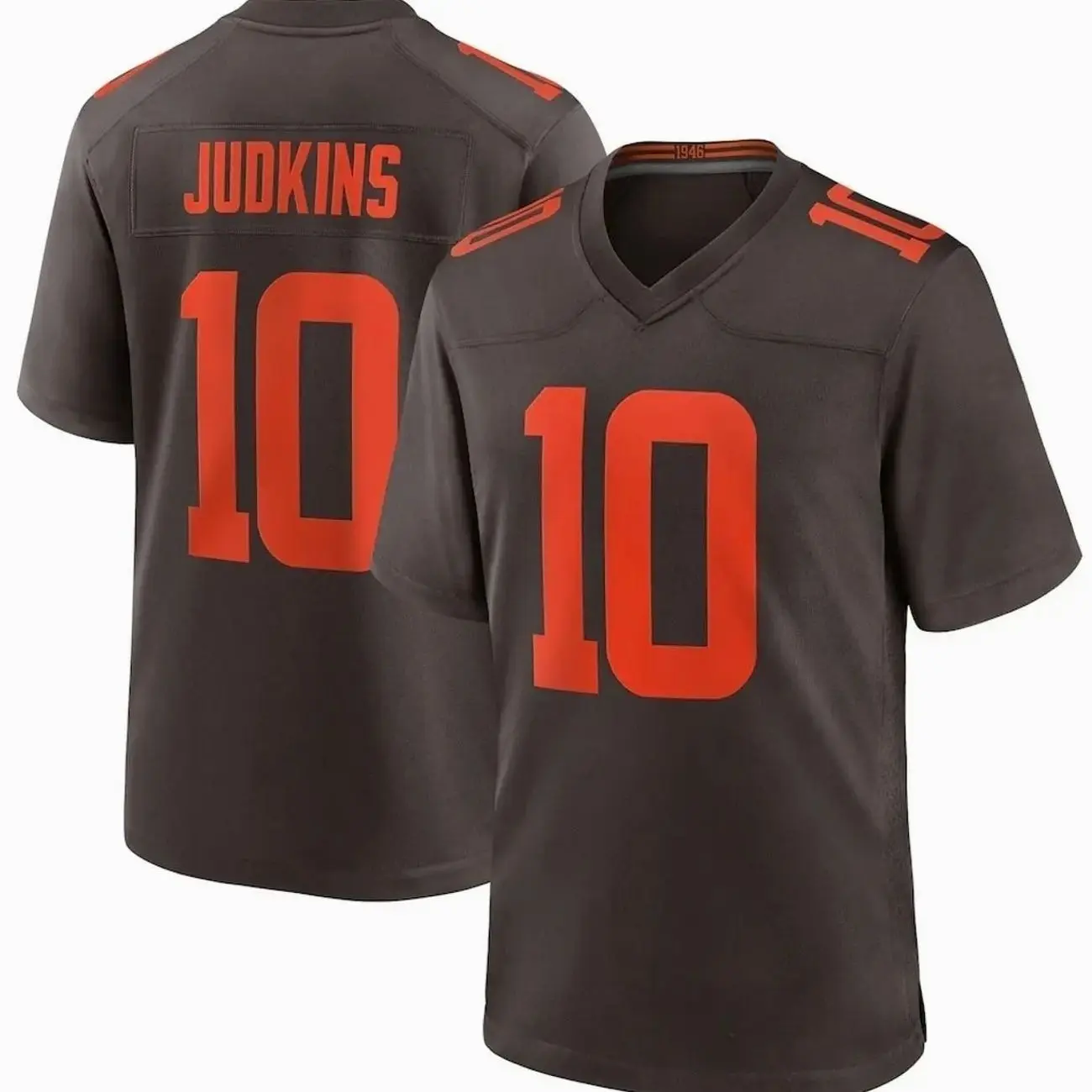 Number 10 Brown Orange Football Jersey for Men and Women, Game Day Sports Fan Shirt, American Football Uniform Top, Loose Fit Athletic Streetwear, Gift for Football Lovers, Dad, Husband and Boyfriend, Trending Sports Fashion 2026 R