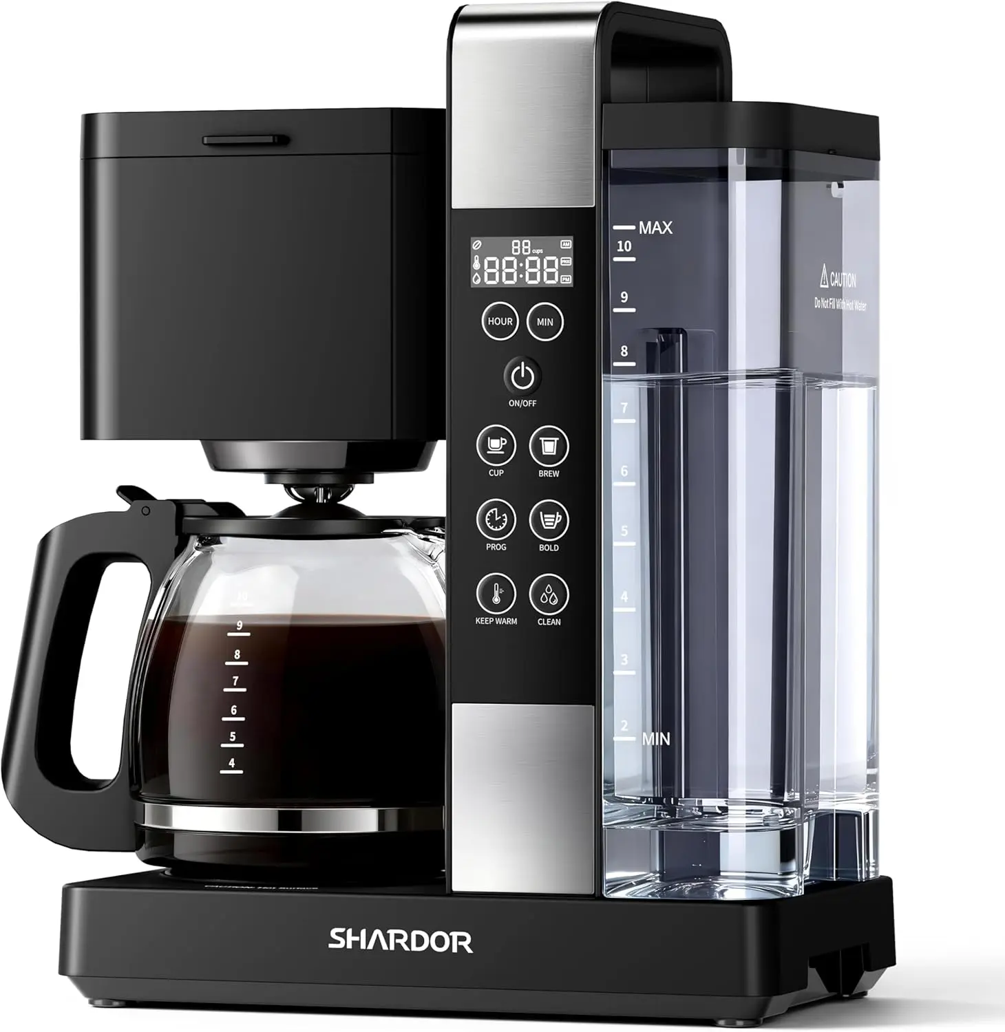 SHARDOR 10-Cup Coffee Maker, Programmable Drip Coffee Machine with 2–10 Cup Setting, Adjustable Keep-Warm Control, Removable 50oz Water Tank, Brew Strength Control & Brew Pause, Black,home essentials tiktokshopbacktoschool