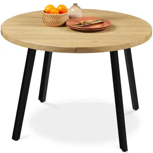 Best Choice Products 35.5in Mid-Century Modern Round Dining Table w/ Steel Legs, Adjustable Feet