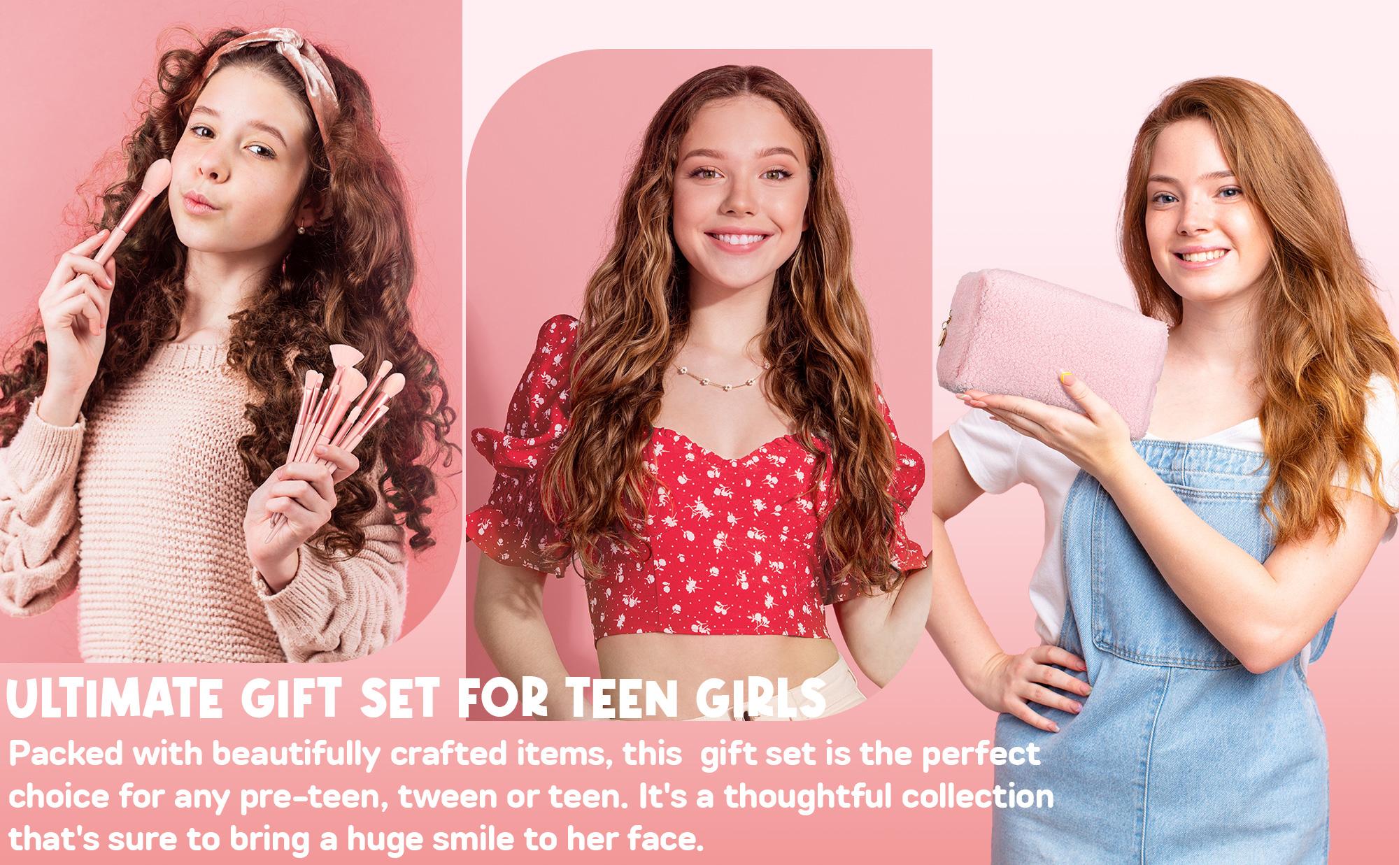 Teen Girl Gifts Trendy Stuff Valentine's Day Teenage Girls Gifts Basket Tween Birthday Gifts, Fun Girl Empower Gift with 8Boxes/10Boxes Task Tags Makeup Gift Set necklace bracelets for Her Niece Daughter Sister