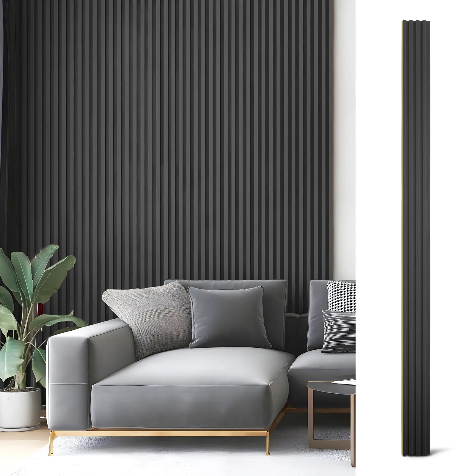 Art3d 8-Pack Wood WPC Slat Wall Panels (96×6.26in) - Formaldehyde-Free, Moisture-Proof Acoustic Diffuser Noise Reduction Panels for Indoor Home Improvement, Living Room, Bedroom Decor