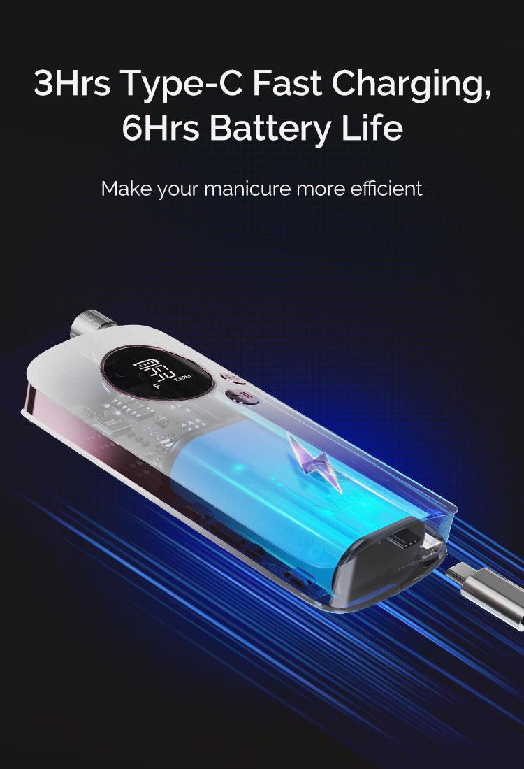 Professional Rechargeable Nail Drill 30,000RPM for Acrylic Nail & Gel Polish