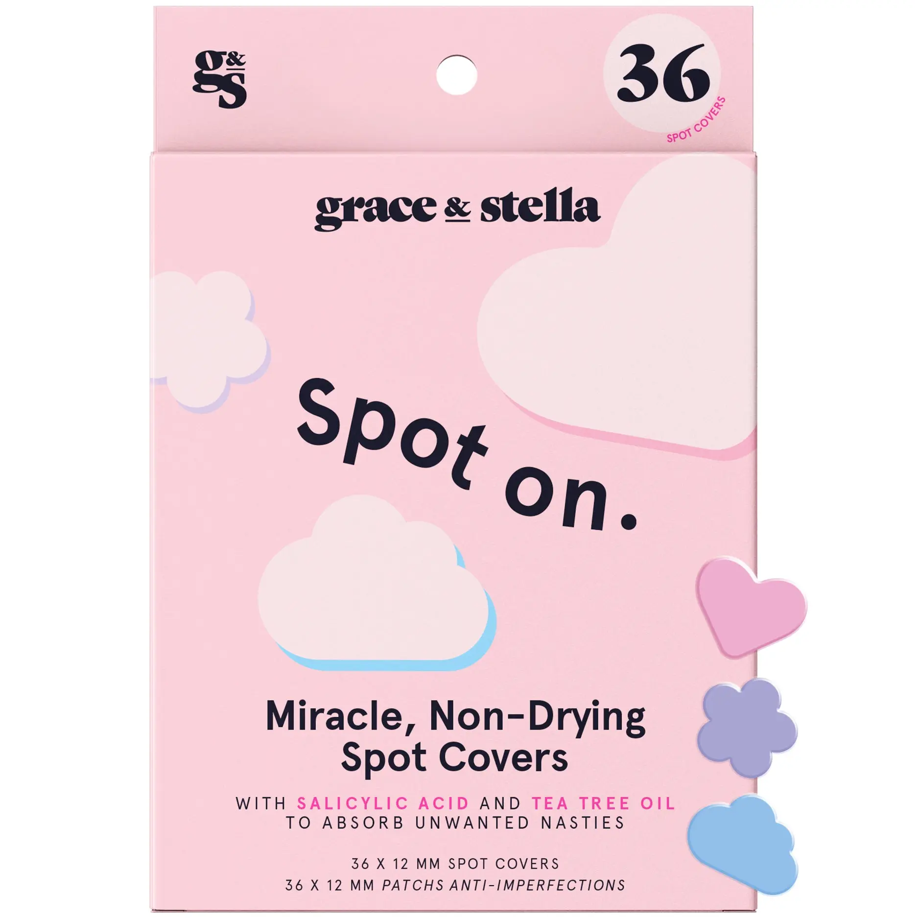 Hydrocolloid Pimple Patches – Acne Spot Patches for Pimples, Whiteheads & Breakouts | Invisible Overnight Zit Stickers for Blemishes, Spot Treatment for Clear Skin, Pore Care Acne Skincare Essential by grace & stella