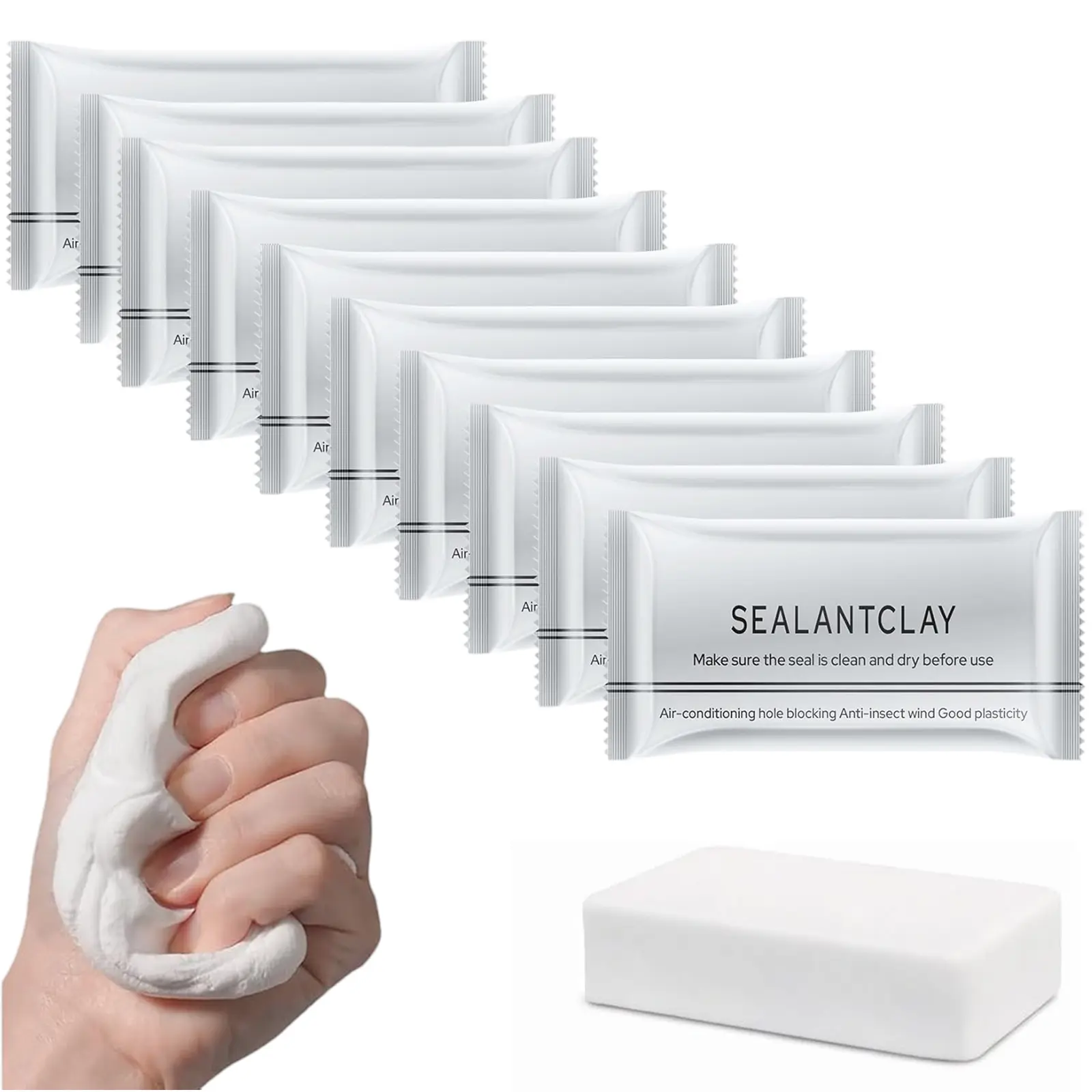 10-Pack White Waterproof Repair Putty, Multipurpose Repair Clay for Home Kitchen Use, Fills Small Holes, Creates Waterproof Barrier, Anti-Leak Caulking & Drain Pipe Sealer for Dry Surfaces