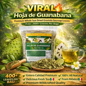 New VIRAL Hoja de Guanabana - Premium Whole Sun Dried Graviola Soursop Leaves (5 oz - 400+ Leaves Per Bag) Entera Calidad Premium, 100% All Natural Delicious Fresh Tea | From Mexico | Premium Wildcrafted Quality.