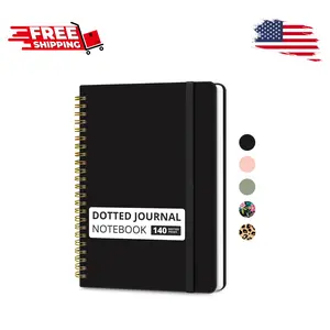 Bullet Dotted Spiral Journal Notebook for Women & Men,A5(5.7" x 7.9") – Black