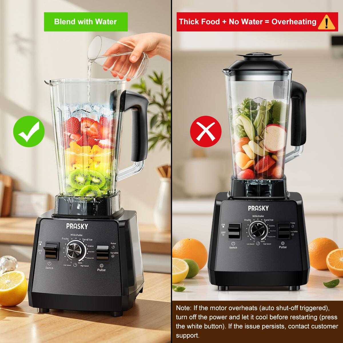 PRASKY 3L/102Oz Blender Pro and Grinder Combo, 25000RPM High-Speed Ice Crusher for Smoothies, Frozen Fruits, Coffee Beans, Spices, BPA-Free Large Jar Blender Juicer Machine