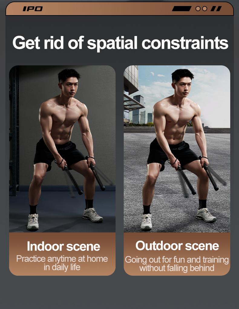 IPO Cordless Battle Ropes for Home Gym Weighted Workout Ropes for HIIT No-Jump Full-Body Exercise Ideal for Men Women Fitness Equipment Festival Gift 1625g 48x30x5cm Workout Training Equipment