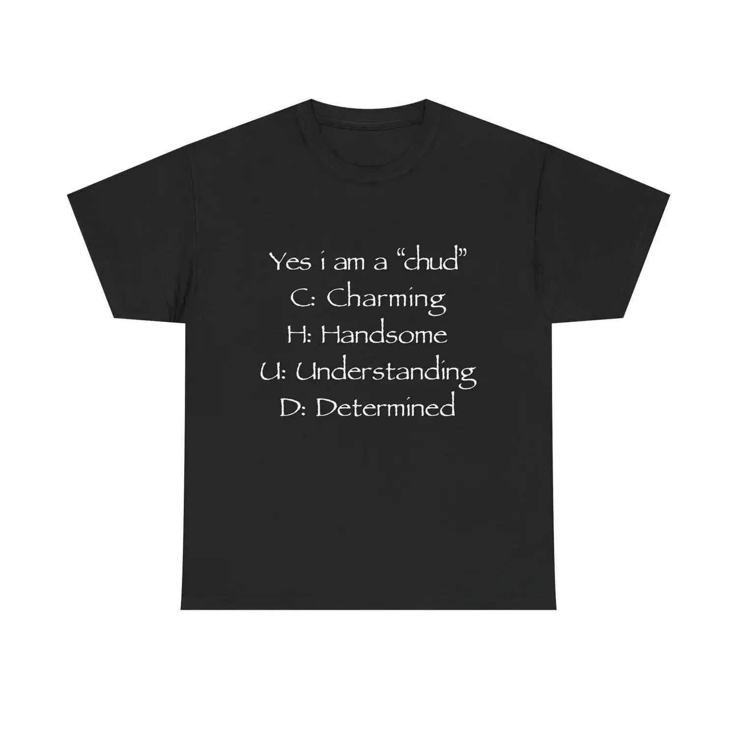 Women's Essential Bohemian Short-Sleeve Unisex Cotton T-Shirt - "Yes I Am A Chud" Acronym Funny T-Shirts Meme, Round Neck, Comfortable Soft Breathable Streetwear Everyday Top