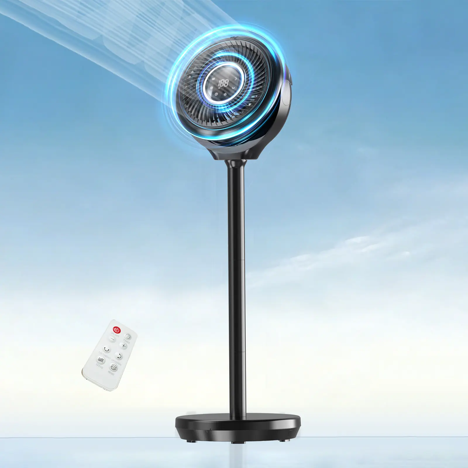 Standing Fan for Bedroom, Omnidirectional 180° Oscillating Quiet Pedestal Floor Fans, 25dB Ultra Quiet DC Cooling Fan Blows Cold Air with Remote, 15 Speed, 3 Modes, 12H Timer, 15-38" Height Adjustable