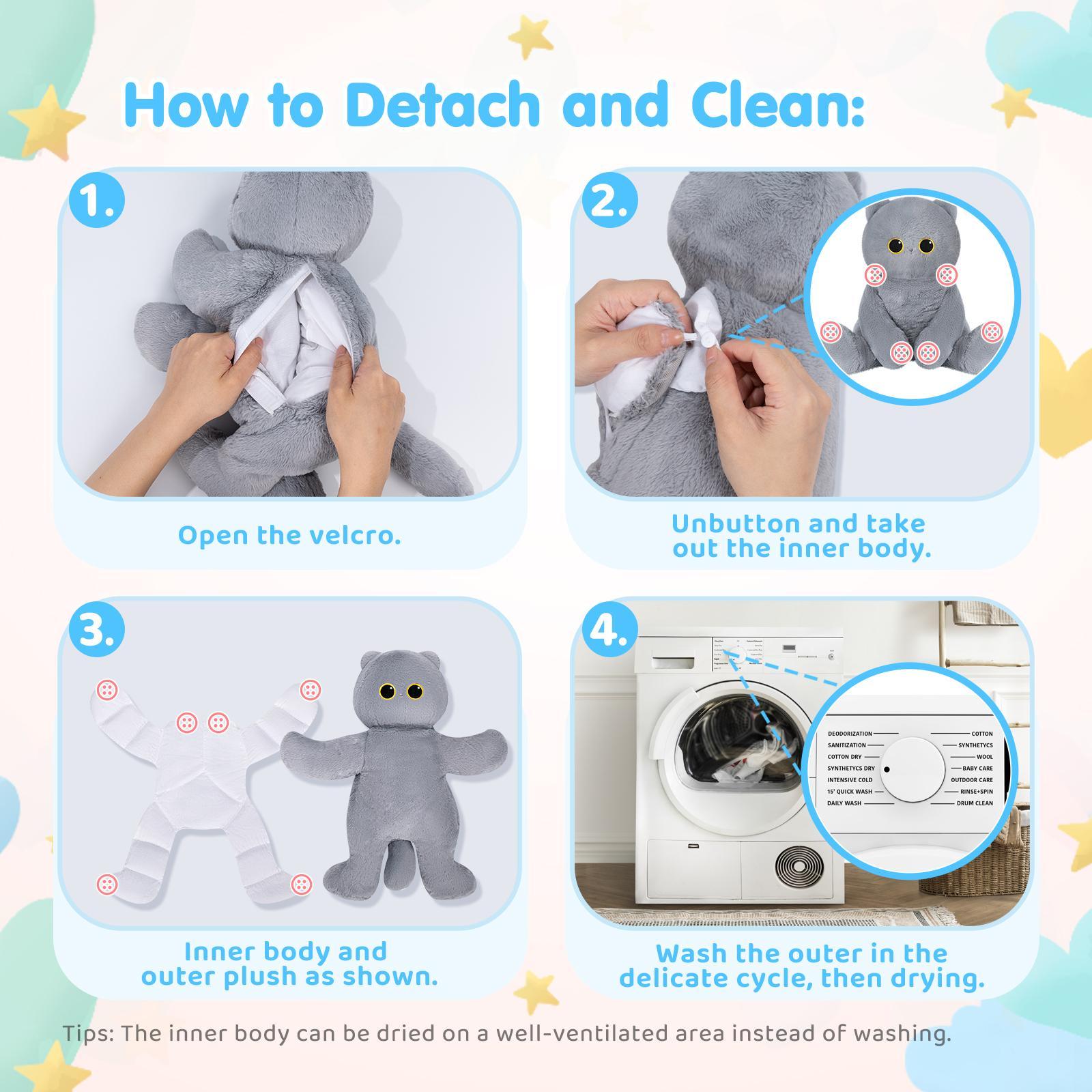 Mewaii weighted Stuffed Animals, 4 Lbs Customizable Gray cat Stuffed Animal Up to 5 Lbs, Stuffed Sloth Plush for Stress Relief, Ideal Birthday Gifts Halloween Christmas Gift for Girls Boys