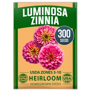 Pink Zinnia Seeds – Luminosa Zinnias, Easy to Grow Annual Flower Seeds for Planting Outdoors for 2026, Fast Blooming, Heat Tolerant Herb Seed Garden Companion (Zinnia elegans)