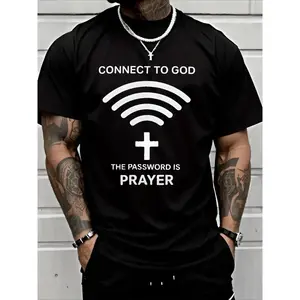 100% Cotton] Modern - Styled T - Shirt Combining Wi - Fi Symbol And Cross With Inspiring Phrases For Devout Wearers T-Shirt For Men And Women