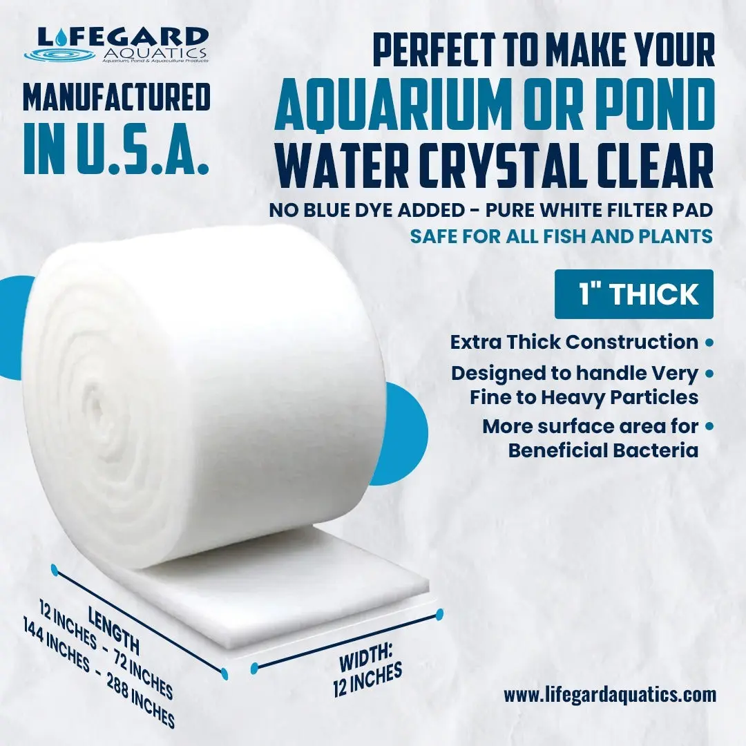 Bonded Aquarium Media Roll - 288in x 12in Filter Floss Pad, Aquarium Media Pad for Fish Tank Pumps, Filters & Fine to Heavy Particles