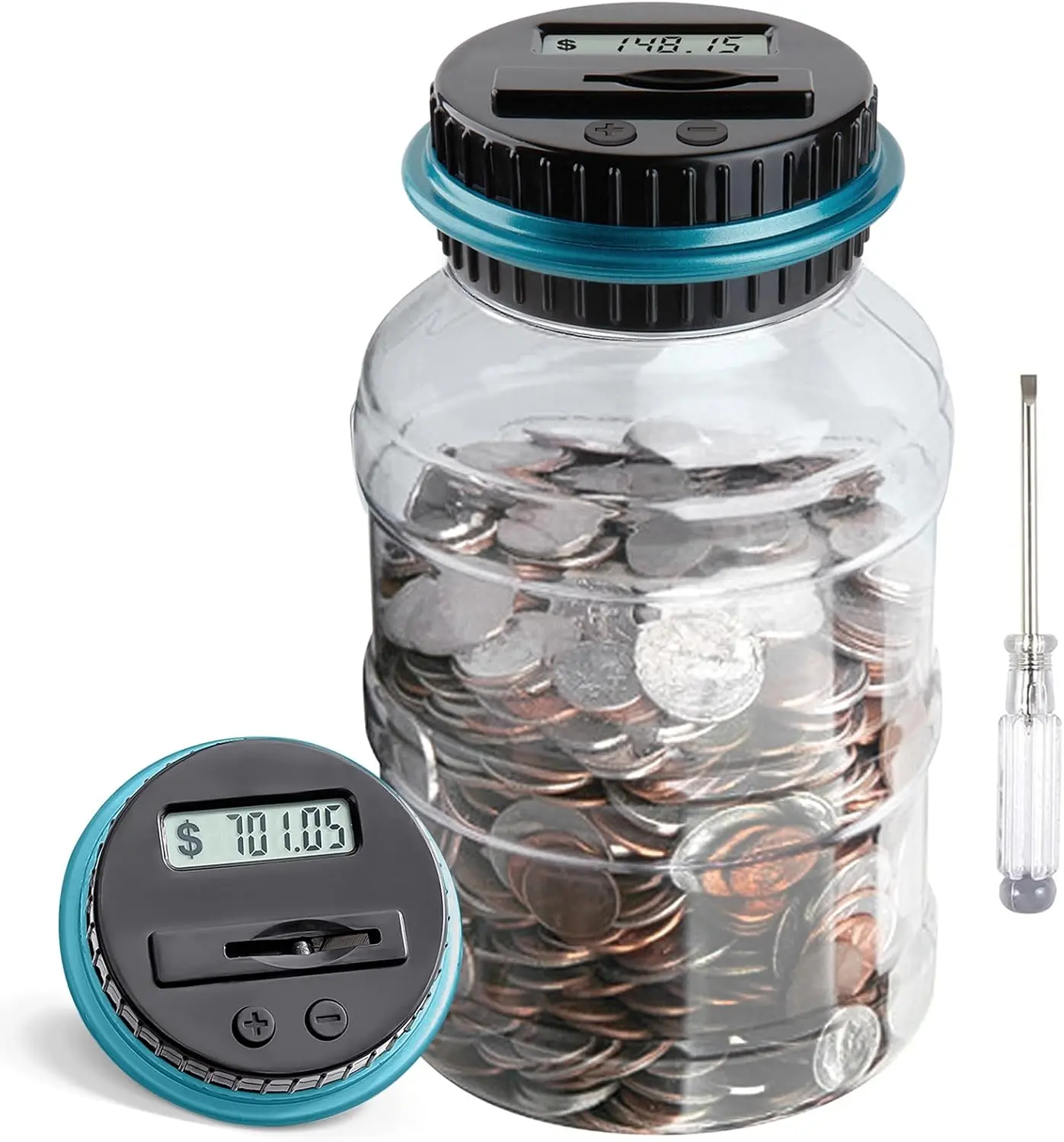 Large Piggy Banks for Adults, Digital Counting Money Jar, 1.8L Capacity Coin Counter Machine with LCD Counter, Change Jars for Saving for Boys, Designed for All US Coins,back to school,back to school haul