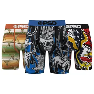 PSD Mens Rodeo Boxer Brief 3 Pack - Standard Length 7 Inch Inseam, Soft and Breathable Poly Blend Fabric