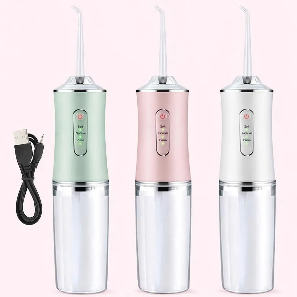 Cordless Oral Irrigator Water Flosser - Rechargeable Dental Cleaner with 4 Nozzles, 3 Modes, 360° Rotating Tip, 220ml Tank - Portable for Braces Care, Plaque Removal, Travel